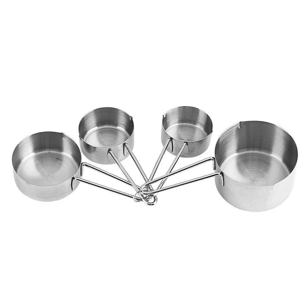 8pcs/set Stainless Steel Measuring Cups&Spoons Kit Sugar Coffee Milk Kitchen Gadget Baking Tool