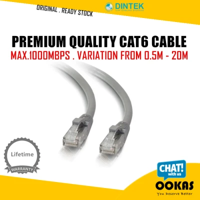 DINTEK CAT6 Premium Quality 4Pair UTP Patch Cord LAN RJ45 1000Mbps Gigabit Network Cable (1M,2M,3M,5M,10,15M,20M)