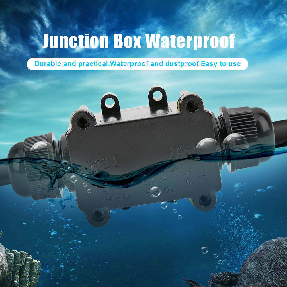 Junction Box Waterproof IP68 Junction Box 2-Way Underground Cable Line Protection Connector Outdoor Waterproof