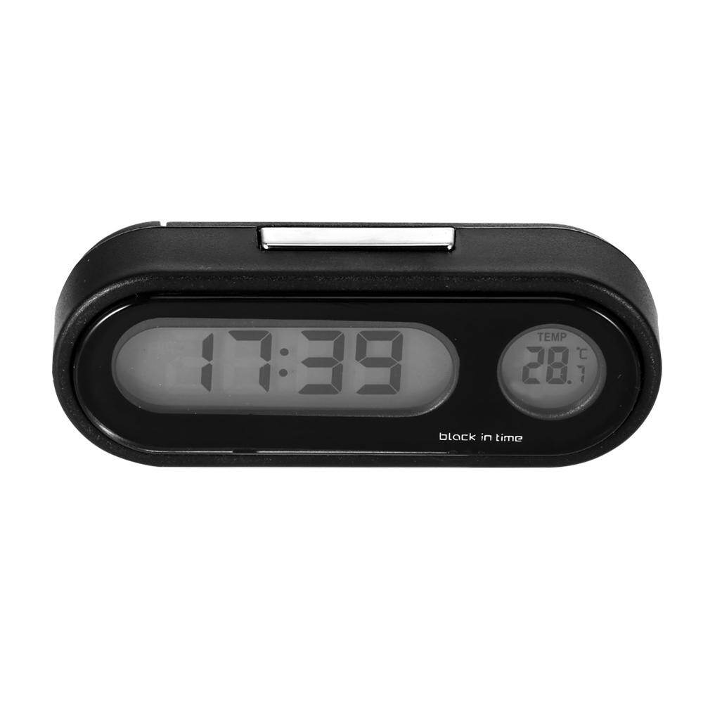 Car Mini Electronic Clock Time Watch Auto Dashboard Clocks Luminous Black Digital Display Car Accessories Car Dashboard Clock 2-in-1 Function with Double-sided Sticker