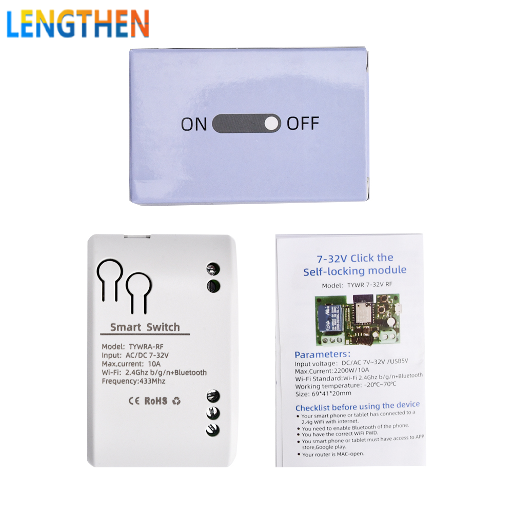 FocusAi  Tuya Mô-đun Công Tắc WiFi Không Dây Điều Khiển Từ Xa Thông Minh Bộ Thu RF 1/2/4CH DC 7-32V 5V 12V 24V 220V 10A Rơle WiFi Tương Thích Với Alexa