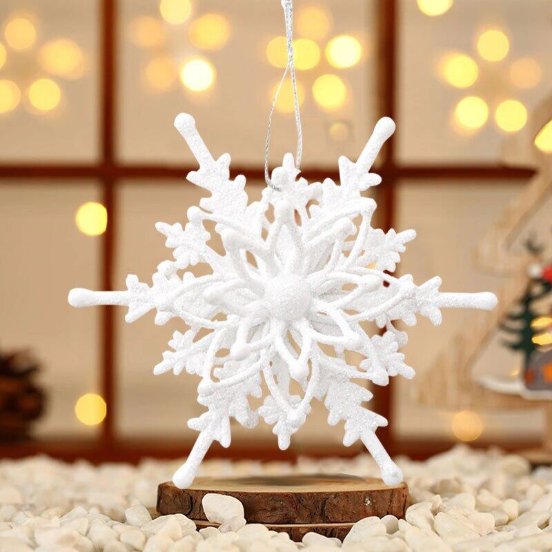 12cm 3D Ice White Snowflake Hanging Ornaments Christmas Tree Decoration