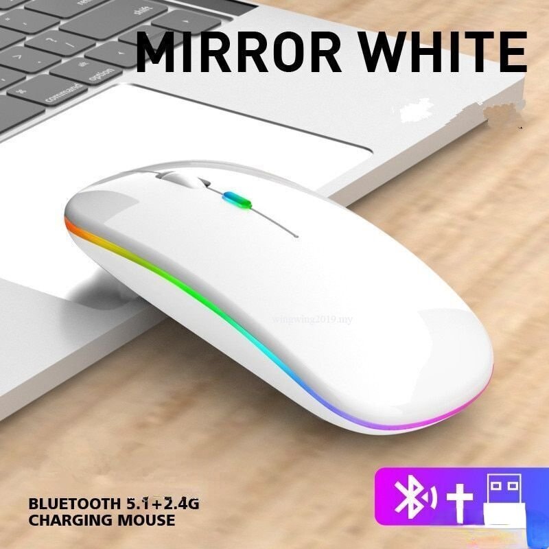 Wireless Mouse Bluetooth 2.4Ghz Receiver Optical Adjustable Wireless Mice Rechargeable for PC Laptop IPad