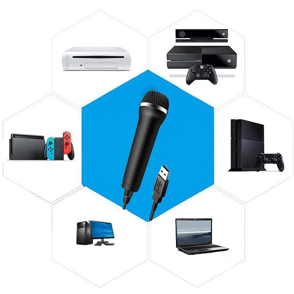 USB Wired Microphone Karaoke Mic for PS 4 PS4 Switch Wii Xbox PC