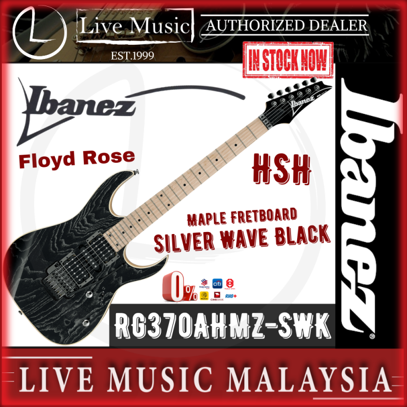 Ibanez RG370AHMZ Solid Body Electric Guitar - Silver Wave Black (RG370-AHMZ/RG370AHMZ-SWK) Malaysia
