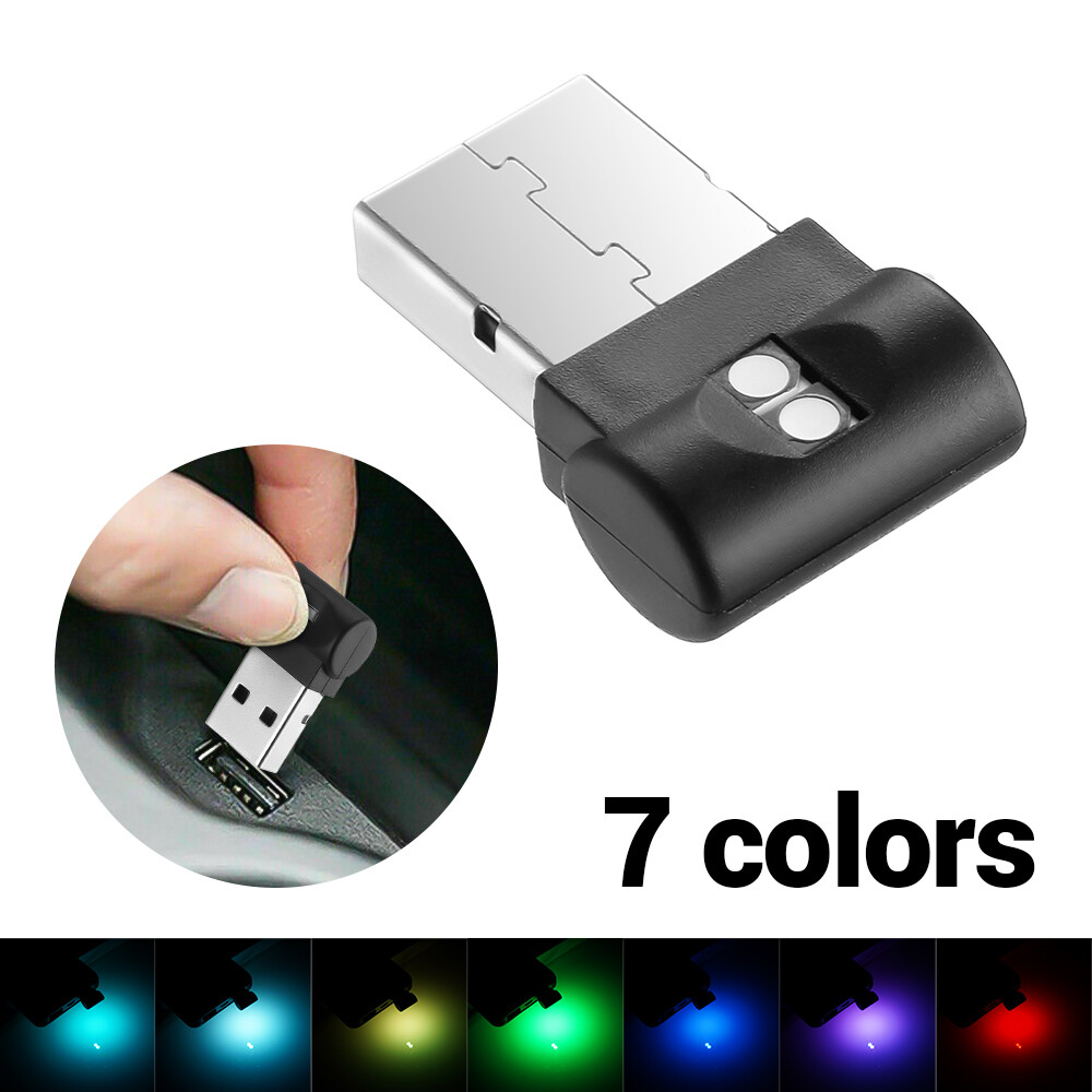 EKLEVA Đèn LED Xe Hơi Mini USB, Đèn Tạo Không Khí Nội Thất Ô Tô Đèn Trang Trí, Đèn Khẩn Cấp Đèn Tự Động Nhiều Màu Cho PC Phụ Kiện Xe Hơi