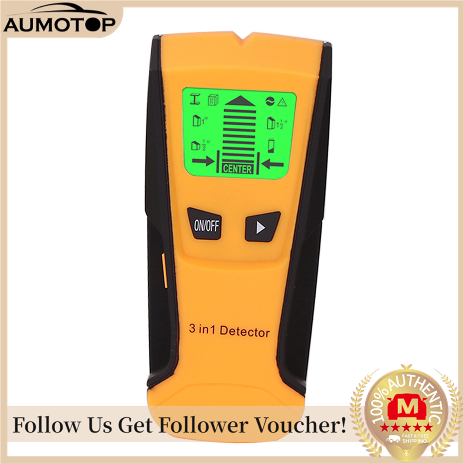 5 in1 Stud Finder Wall Detector - Electronic Stud Sensor Wall Scanner Center Finding - with Battery LCD Display for Wood Metal Studs AC Wire Detection