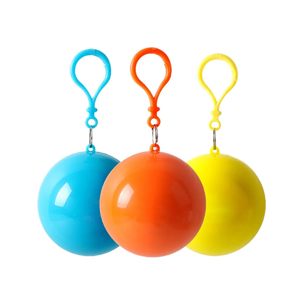Portable Raincoat Ball with Hook Convenient Disposable Thick Outdoor Emergency Waterproof Colorful Rain Ponchos Balls for Adults