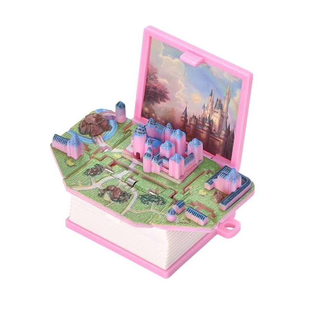 FSFDS Toy Key Ring 3D Plastic Fashion Castle Cottage Key Holder Christmas Santa Fold Book 3D Mini Fold Book Keychains Educational Science Toys