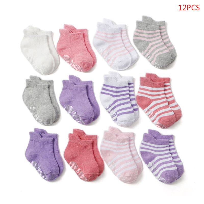 12pair Newborn Infant Baby Girl Boy Cotton Cartoon Children Anti-Slip Cute Socks