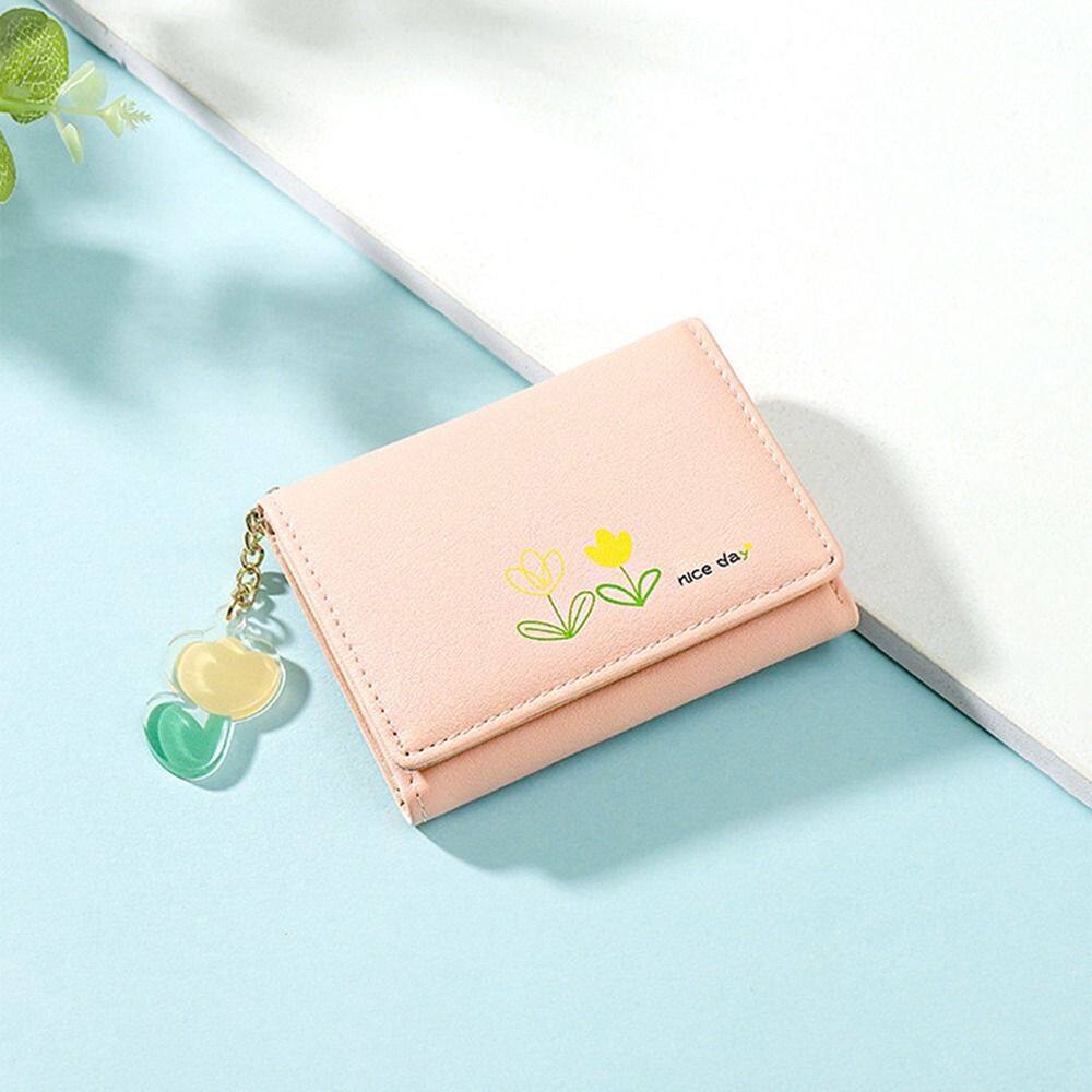 GYYT Túi Ví Cầm Tay Họa Tiết Hoa Tulip Kẹp Tiền Nhiều Ngăn Đa Năng Túi Gấp Gọn Ví Nữ Nhiều Ngăn Đựng Thẻ Ví Đựng Tiền Xu Ngắn Kẹp Thẻ Tín Dụng