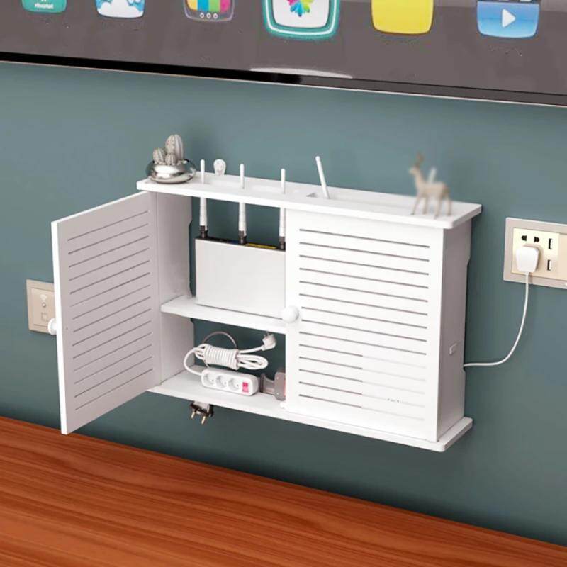 Hộp Đựng Bộ Định Tuyến Wifi Không Cần Khoan, Hộp Gỗ Giá Đỡ Dây Cáp Điện Cộng Với Dây Bảng Phích Cắm Treo Tường Kệ Đựng Đồ Trang Trí Nhà Tự Làm
