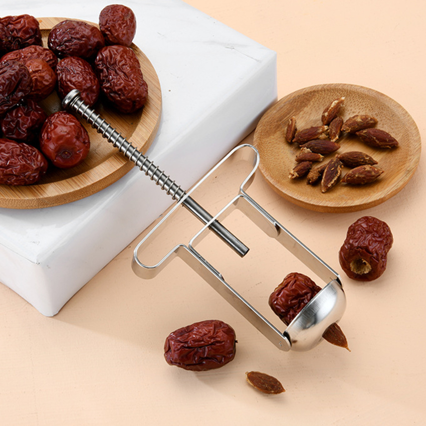 Dụng Cụ Lấy Lõi Táo Tàu Chà Là Màu Đỏ Bằng Thép Không Gỉ Dụng Cụ Đẩy Ra Nhà Bếp Gia Dụng Sáng Tạo Dao Nạo Hạt Quả Anh Đào Bằng Tay