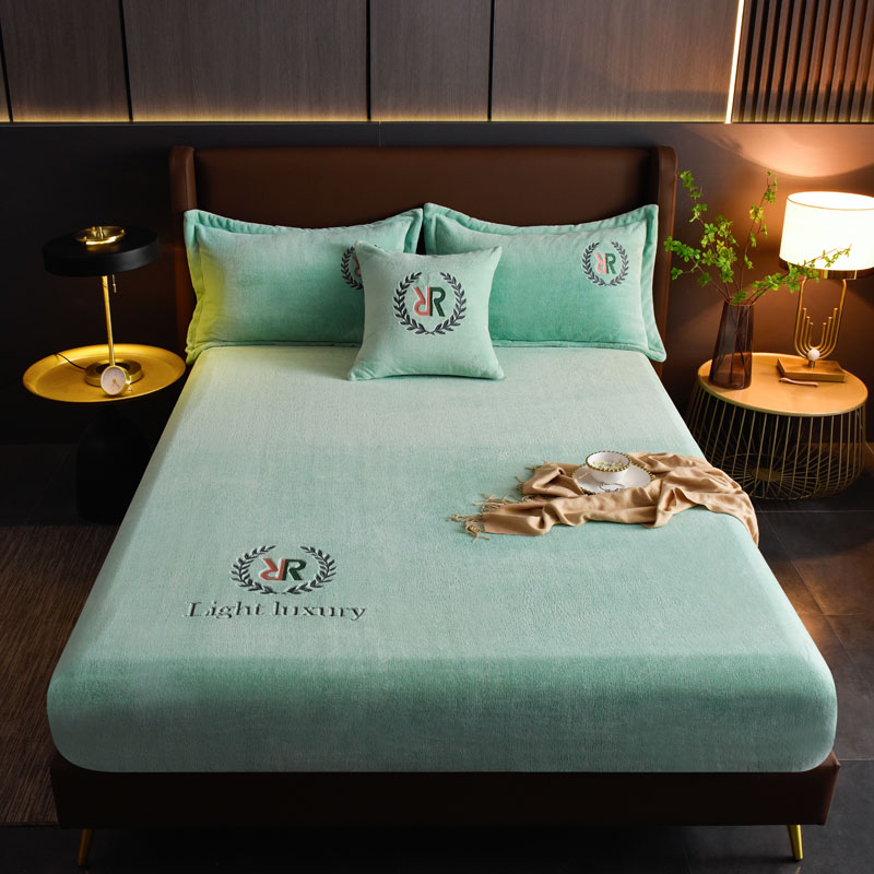 Winter warm Bed sheets, coral velvet bed sheets, plush pillowcases, fitted bed sheets, thickened bed sheets, plush bed sheets, all around bed sheets, multiple colors available, For bed size: Double / Queen / King / Super king