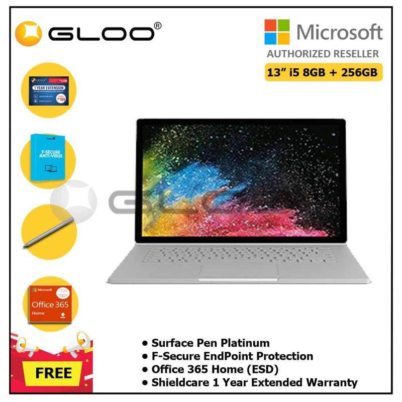 Microsoft Surface Book 2 13 Core i5/8GB RAM - 256GB + Shieldcare 1 Year Extended Warranty + F-Secure EndPoint Protection + Office 365 Home ESD + Pen Platinum Malaysia
