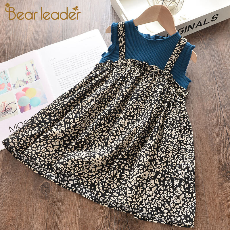 Bear Leader Girls Baby Flower Dress New Summer Kids Girl Casual Floral Dress Sweet Children Sleeveless Costume Children Clothing
