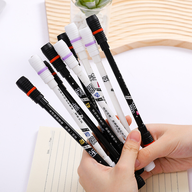 Rayua 1Pcs Creative Gel Pen Spinning Non Slip Coated Spinning Pen Anti-Skid Random Rolling Pen Office Stationery Kids Toy
