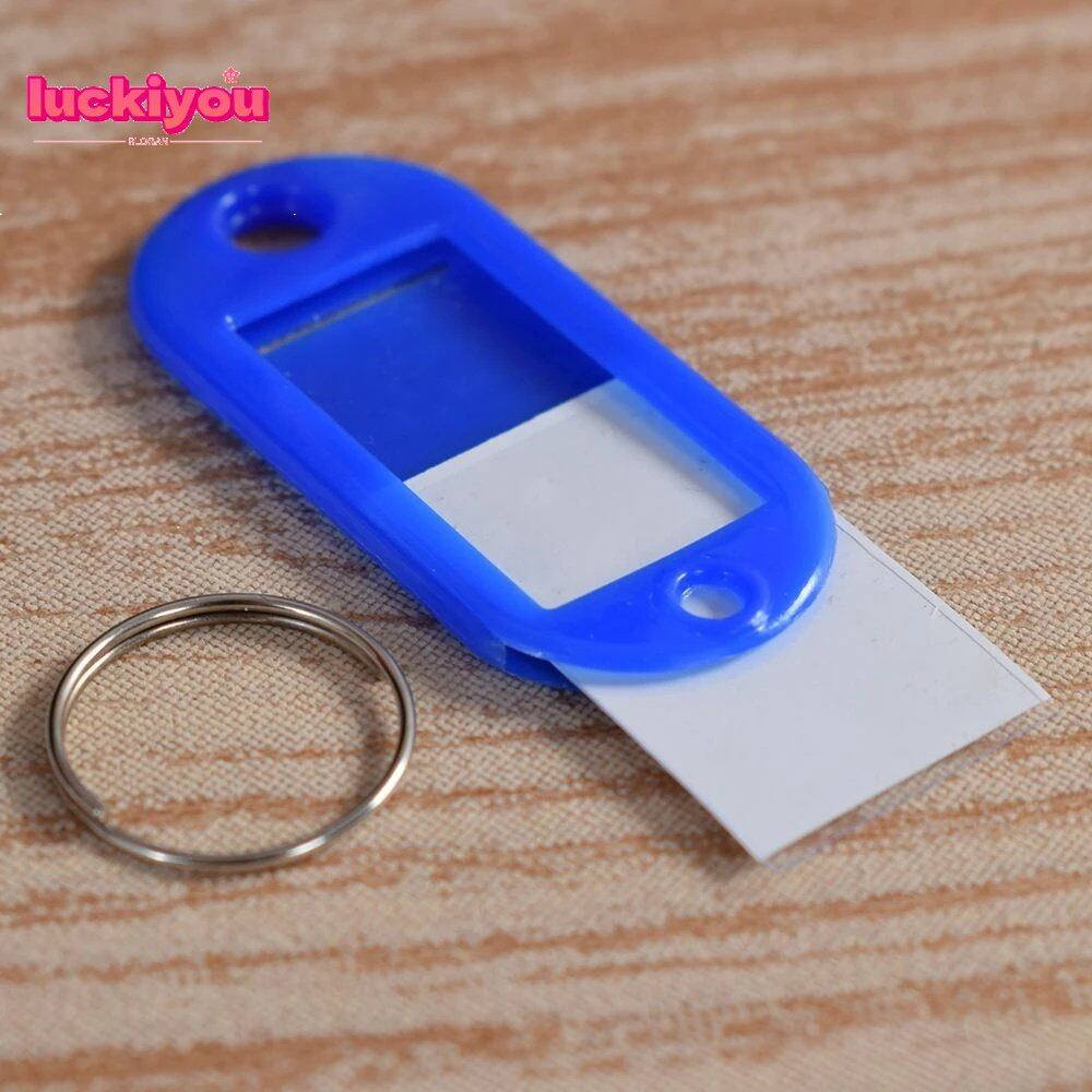 【Luckiyou】10Pcs Universal Multicolor Plastic Keychain ID Labels Luggage Name Token Hotel Number Classification Card Split Ring