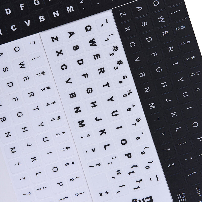 Ministar English Keyboard Replacement Stickers White on Black Any PC Computer Laptop