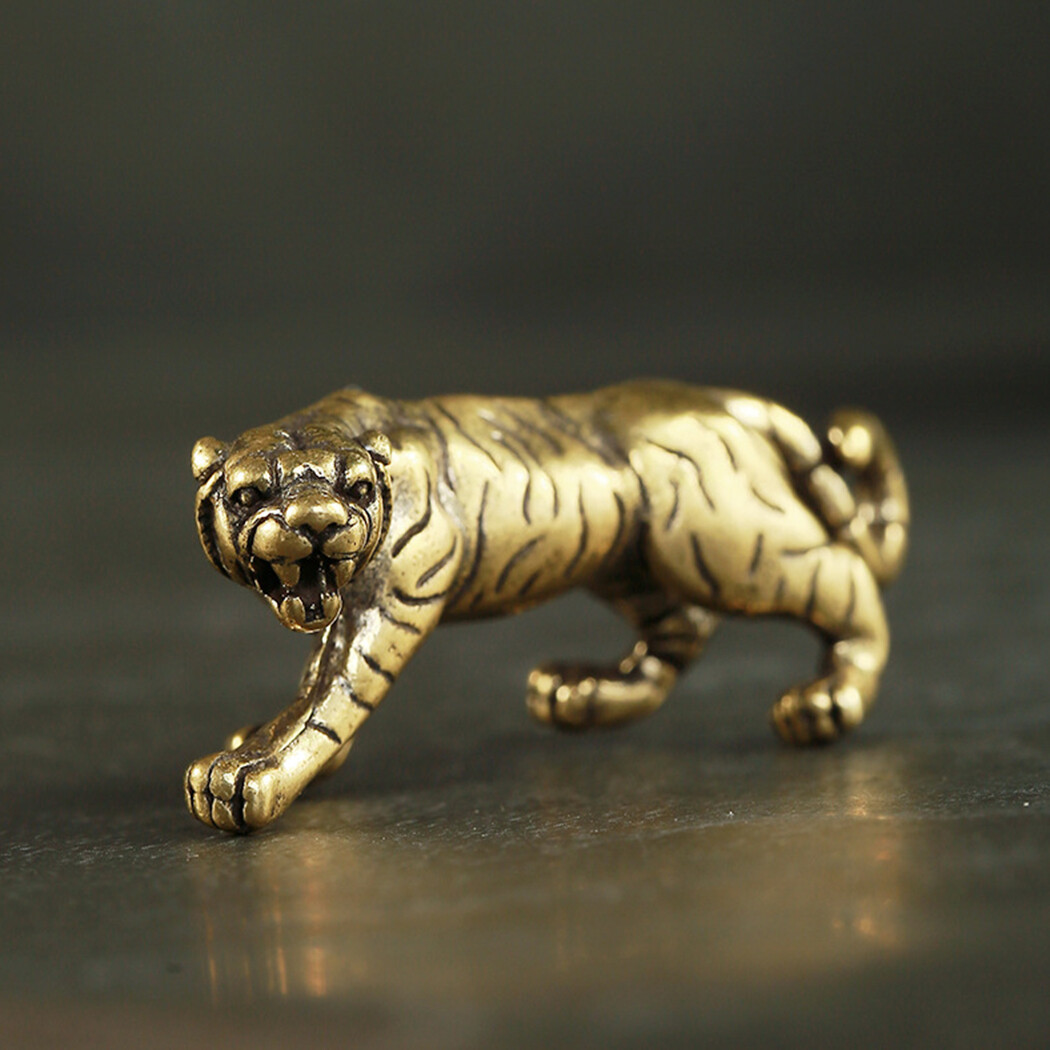 Solid Brass Tiger Figurine Small-Tiger Statue Home Ornament Animal Figurines
