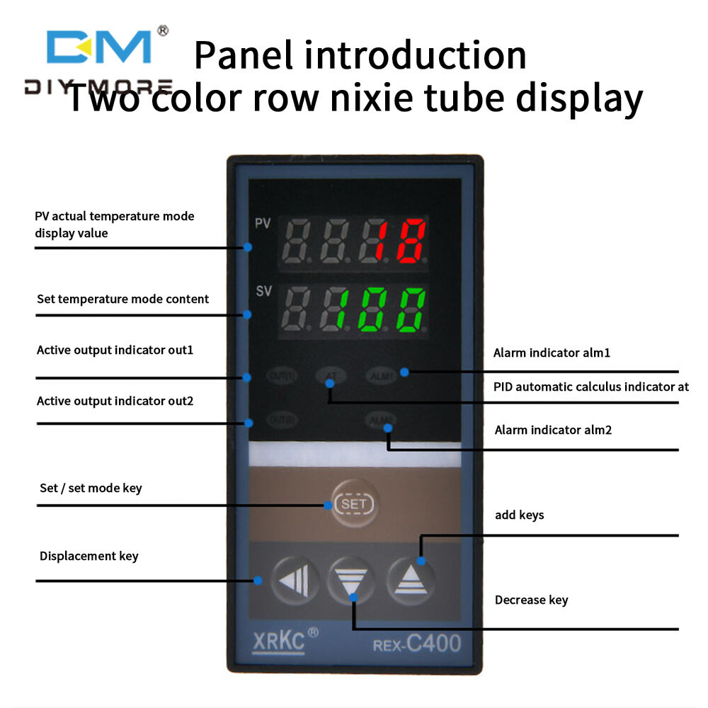 [100% original] diymore PID Digital Temperature Controller REX-C400 Universal Input Relay Output Vertical type for Automatic Packing Machine