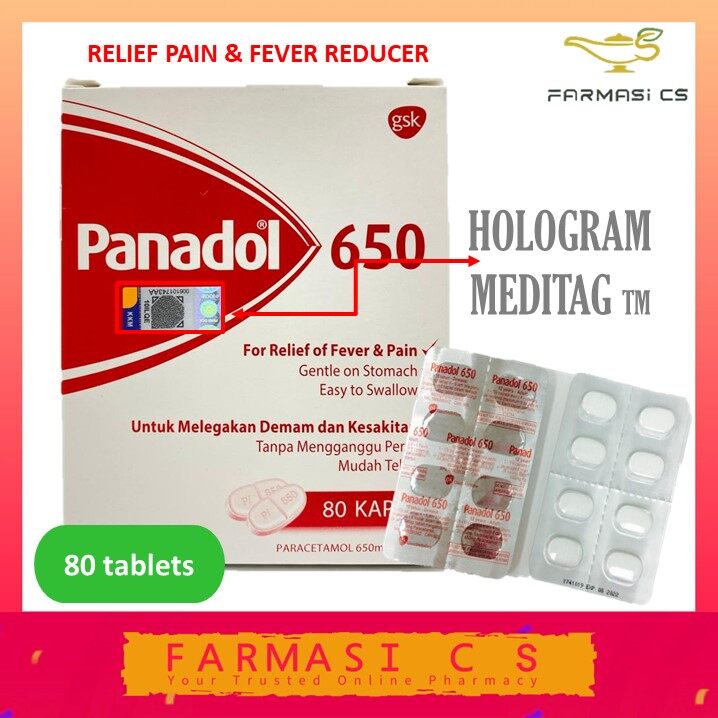 Panadol 650mg 80 Caplets Exp 09 2024 Paracetamol Pcm Fever Headache Painkiller Deman Lazada