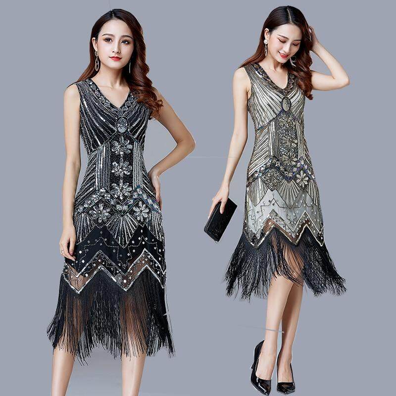IN Stock】1920s Vintage Flapper Great Gatsby Party Dress V-Neck Sleeveless Sequin Beaded style Style Tassel Flapper Vestidos Feminina 1920 | Lazada PH In Stock】1920S Vintage Flapper Great Gatsby Party Dress V-Neck Sleeveless Sequin Beaded Style Style Tassel Flapper Vestidos Feminina 1920 | Lazada Ph