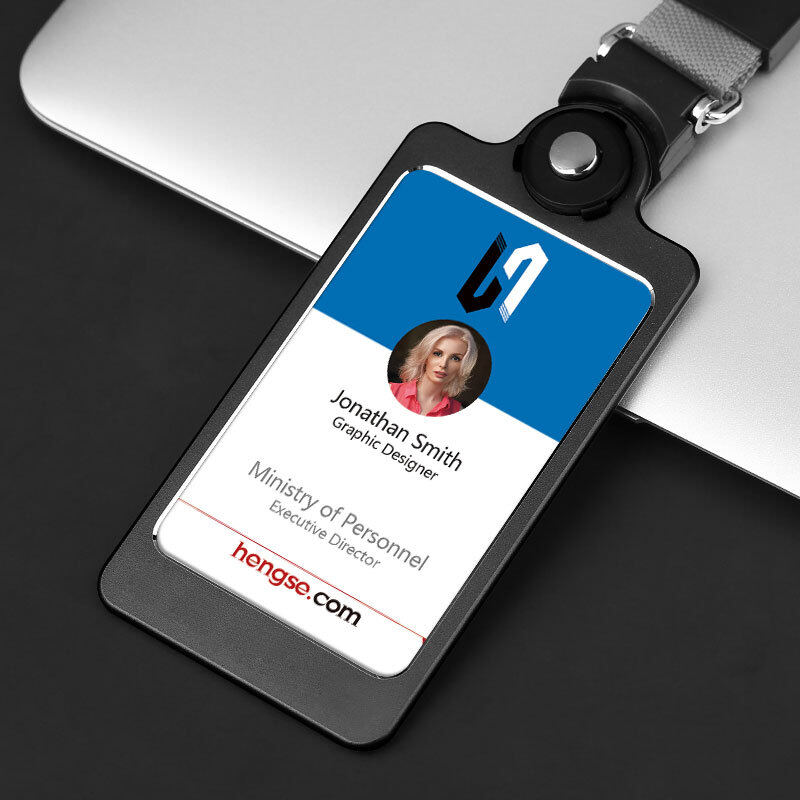 NEW Aluminium Alloy Vertical ID Card Holder Lanyard Gold Silver Card Holder Name Tag Badge Holder Business Office Supplies