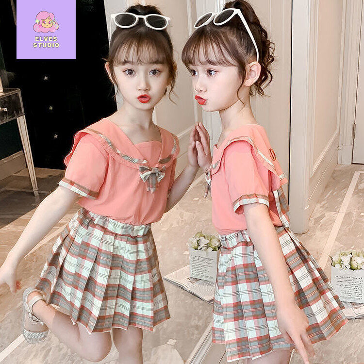 LZH 2020 Autumn Fashion Teen Girls Skirt Suit Bow Neckline Long Sleeve Top  Double Pocket Lattice Skirt Sets Kids Clothing7859699 From Honglongele03,  $17.74 | DHgate.Com