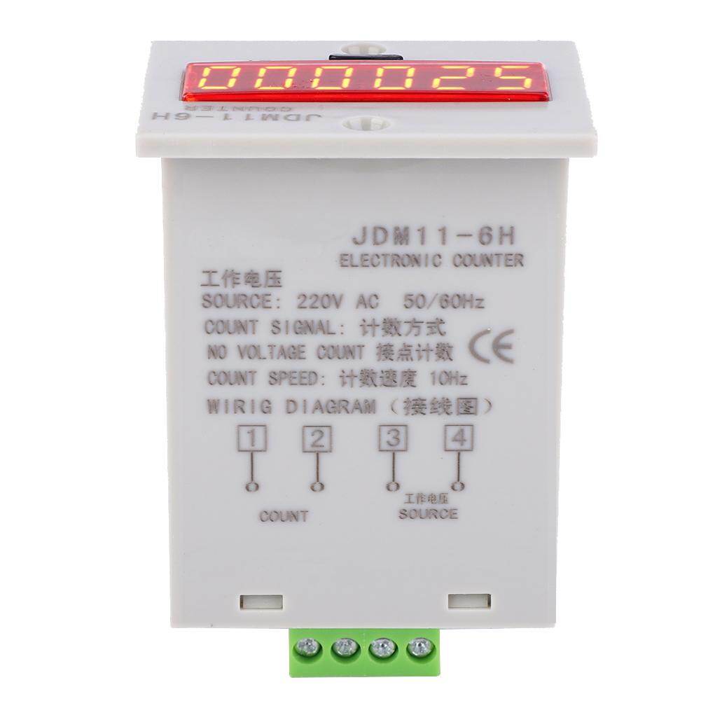 Electronic counter, JDM11-6H 6 digit electronic LED digital display counter relay without voltage counter AC220V