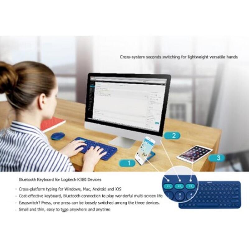 Logitech K380 Multi-Device Wireless Bluetooth Keyboard Tablet PC Laptop Portable Ultra-Thin Keyboards For Windows Android Ios