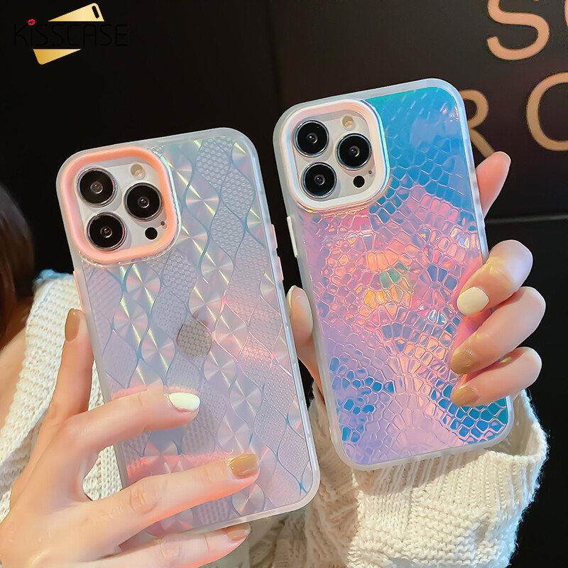Kisscase for iphone 14 pro max color matching gradient laser tpu shell phone case for iphone 14 plus 13 12 11 pro max xr xs max x