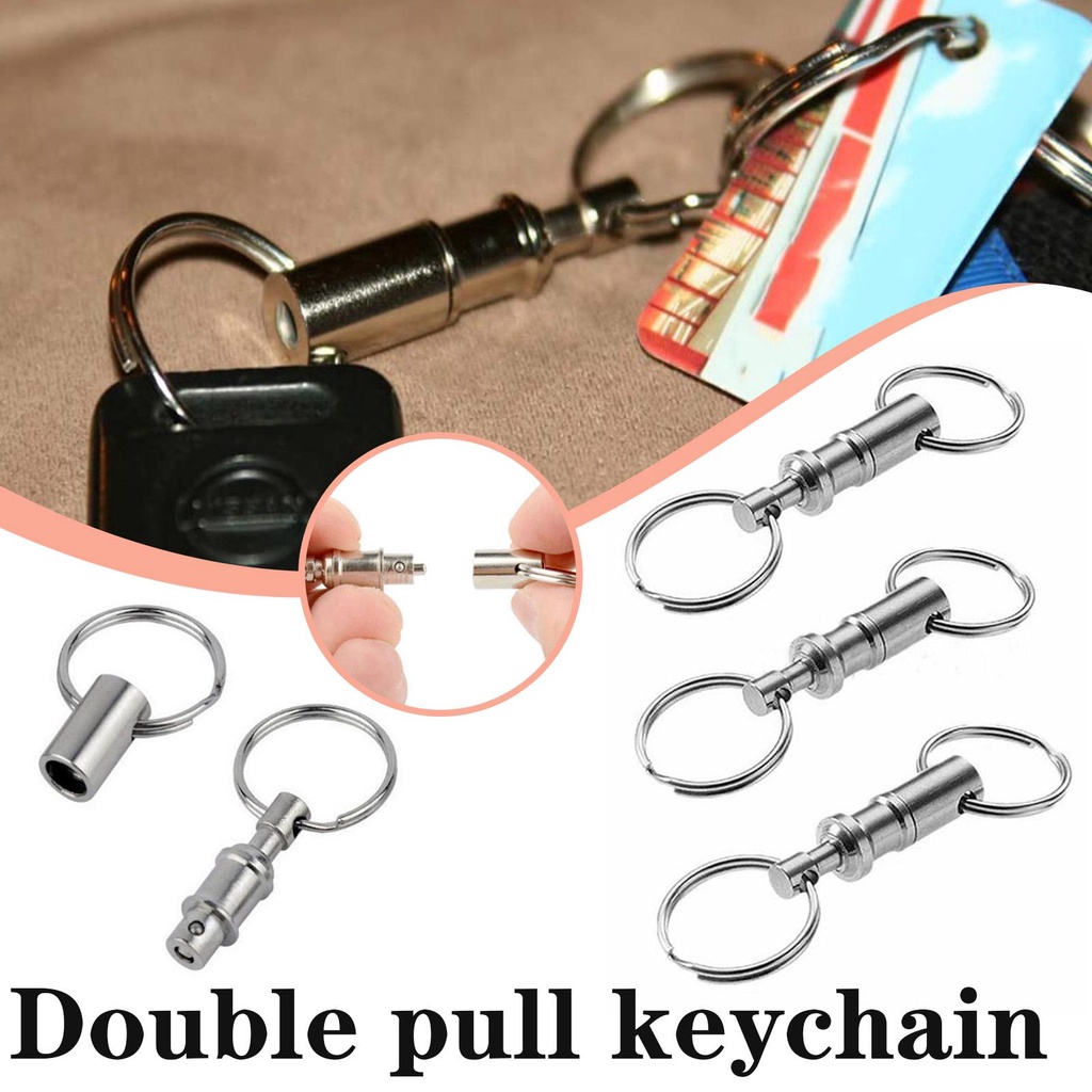 LUC 3pcs Multifunctional Mini Keychain EDC Stainless Steel Keychain Double Ring Detachable Keychain Outdoor Quick Release Backpack Key