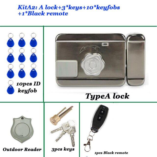 Wireless Remote Control Lock 125Khz ID Door Lock Key Unlock Gate Lock