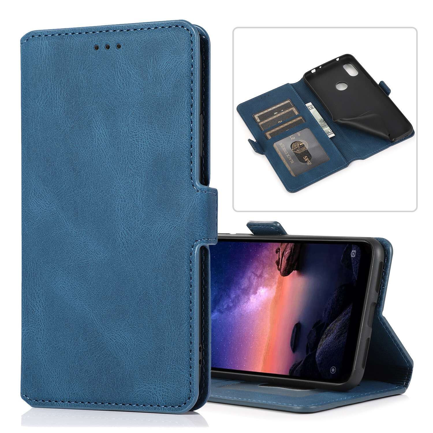 For Xiaomi Redmi Note 5 5 Pro/Redmi Note 6 6 Pro/Redmi Note 7 7 Pro Leather Flip Wallet Case Magnetic Closing Clasp Stand Card Slots Cover Casing