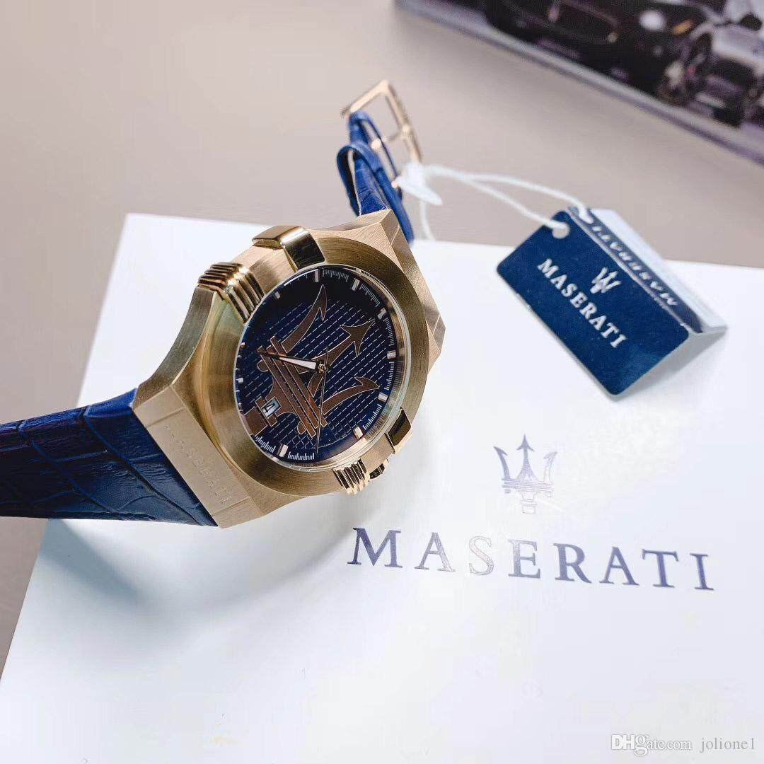 Authentic Maserati Potenza Leather Stainless Steel Men Watch Jam