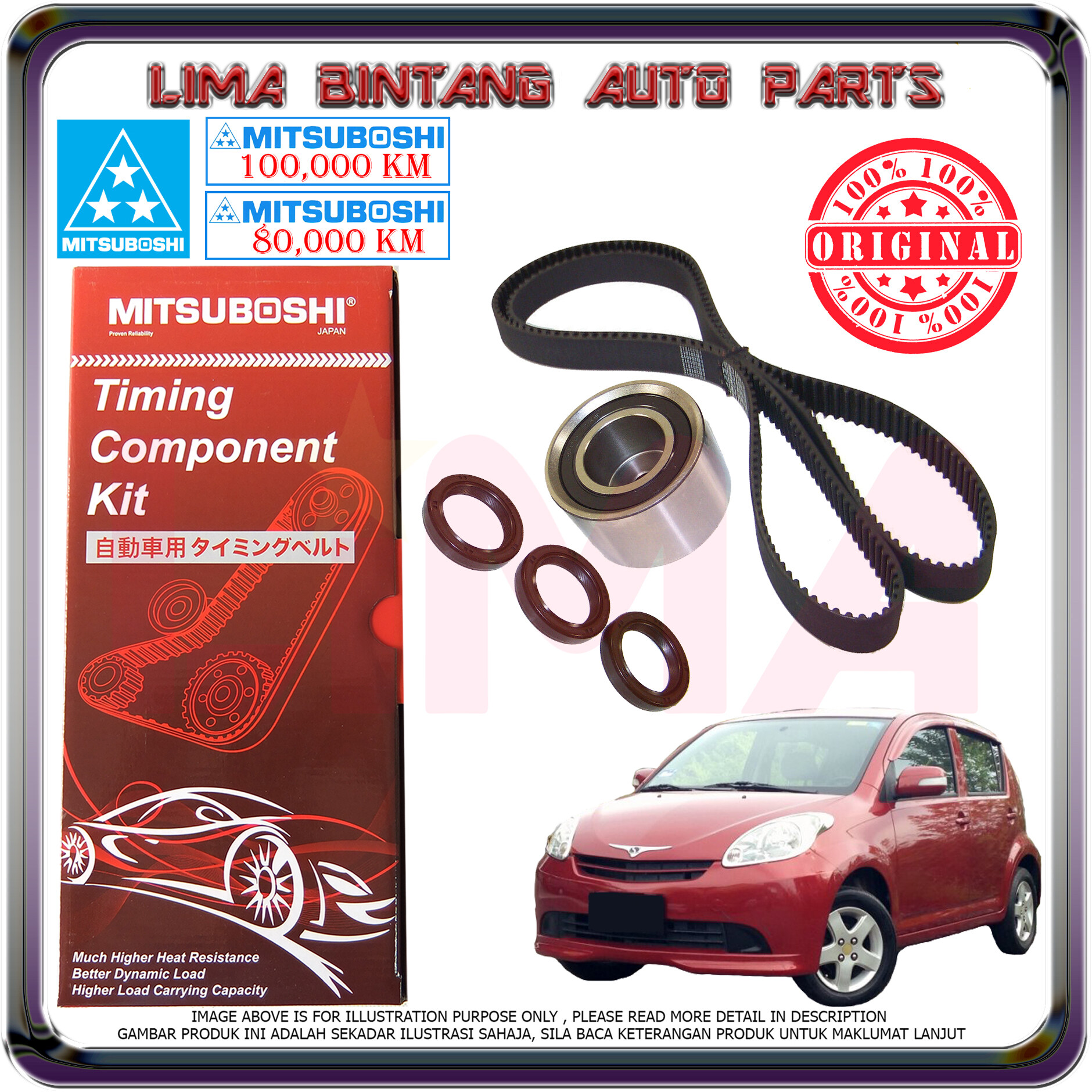Perodua Myvi 1.0 Timing Belt Kit Set Mitsuboshi *Original* 20052011