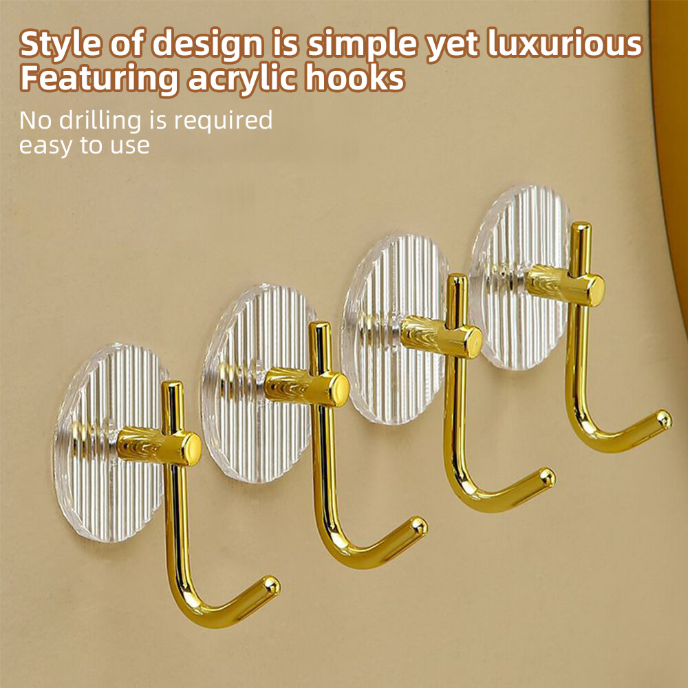 Luxury Wall Hook Self Adhesive Bathroom Kitchen Hooks Strong Adhesive Door Hook