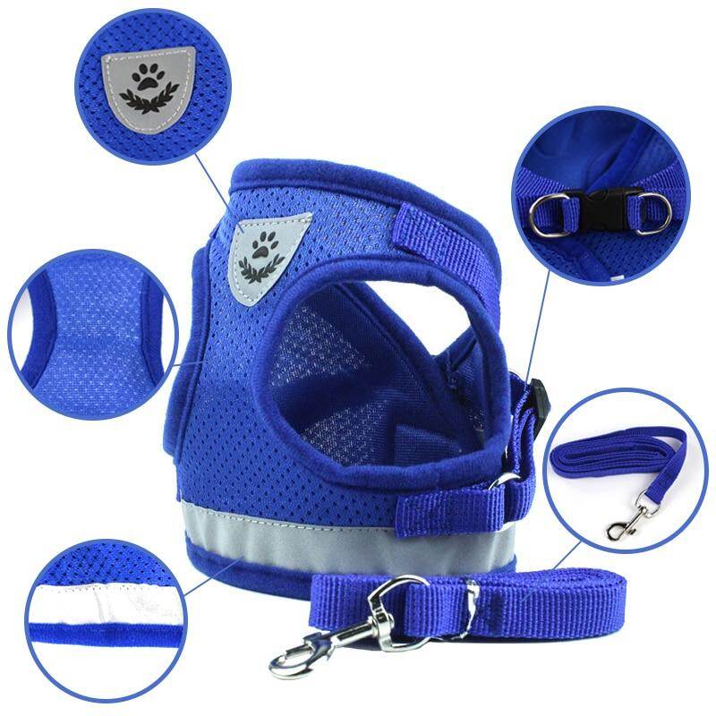 Dây đai cho chó Có thể điều chỉnh phản quang Vật nuôi Vest đi bộ Dây buộc bằng Polyester Lưới dây buộc cho Chó vừa nhỏ Mèo