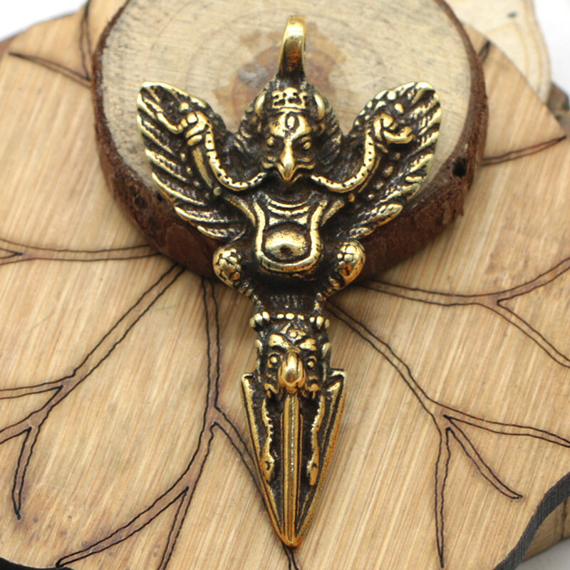 Vajra Pestle Brass Keychain Pendant Ornaments Brass Pestle Pendant Car Key Chain Body Protection Eagle Puba Pestle Pendant Decorative Toy Sculpture Home Office Desk Gift