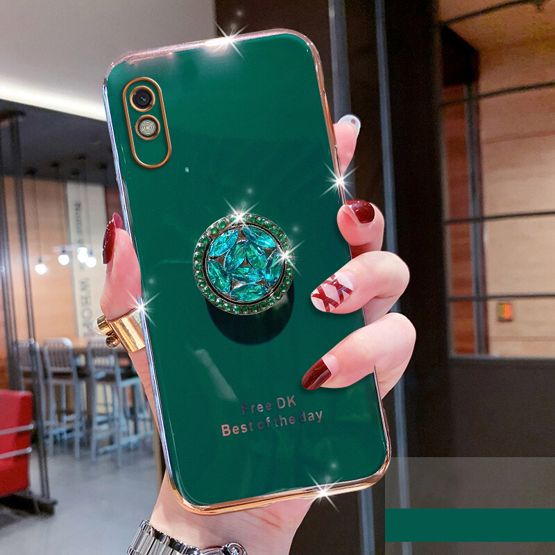 For Xiaomi Redmi 9A Electroplated Letters Phone Case For Xiaomi Redmi 9A Phone Case Bling Crystal Holder Cover Soft TPU Back Cover