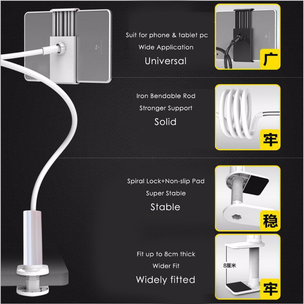 For 4-10 Phone 360 Rotating Clamp Bed lazy Phone Bracket Stretchable Phone Holder Tablet Stand holder