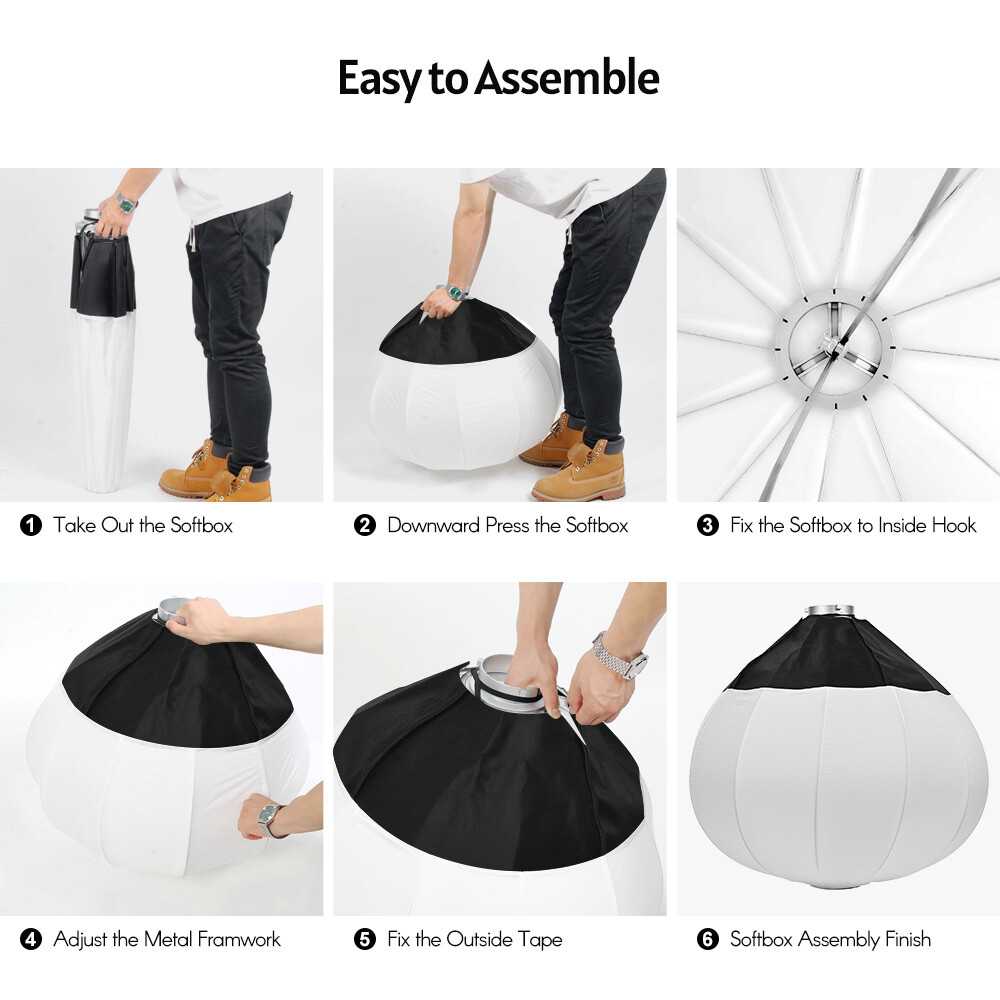Andoer Hộp Tản Sáng Đèn Lồng 65Cm/26Inch Hộp Mềm Gấp Gọn Hình Cầu Phụ Kiện Chiếu Sáng Video Chụp Ảnh Studio Lắp Đặt Nhanh