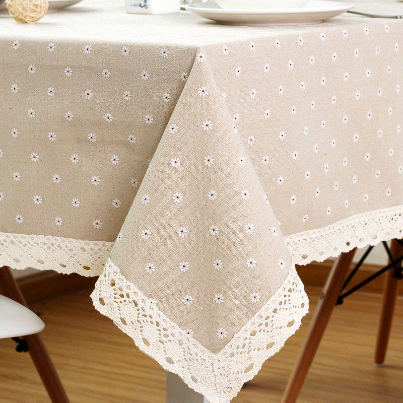 Lovehome Pastoral Style Lace Tablecloth 2 4 6 Seater Rectangular Dining Table Cloth Dustproof Round Table Cover