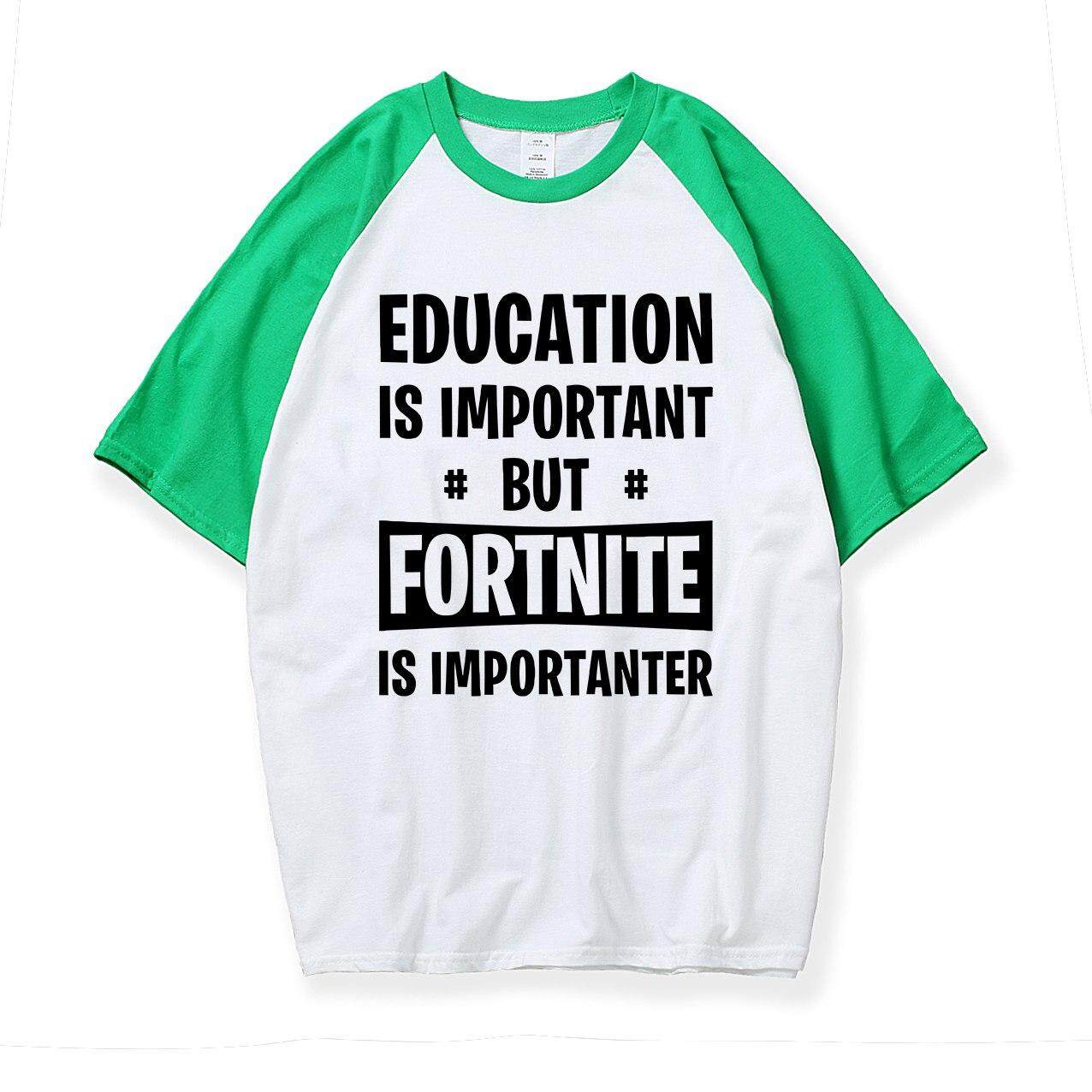 Wadio Atasan Katun Kaus Pria Pendidikan Penting tapi Permainan Adalah Lebih Penting T-shirt 2019 Musim Panas Lengan Raglan Fashion Camiseta
