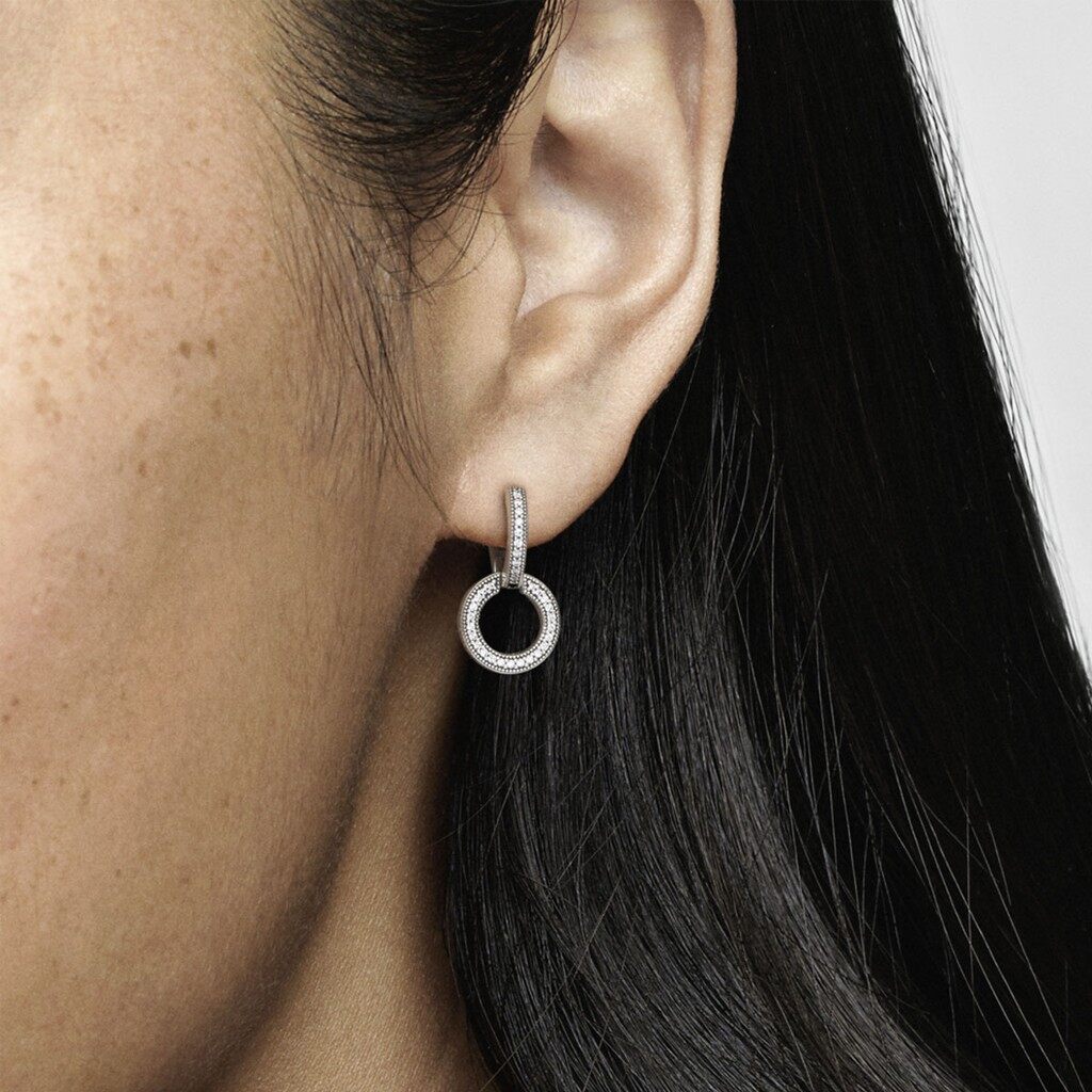 Hot 2023 Pandora Sparkling Double Hoop Earrings