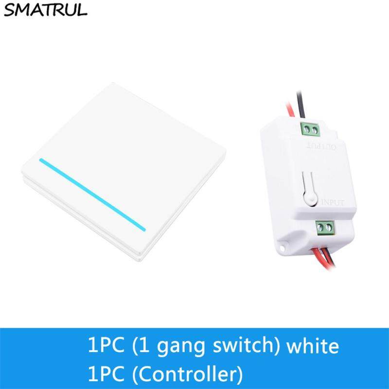 SMATRUL Wireless Light Switch smart switch push RF Remote Control 433Mhz 1000W 50M AC 110V 220V 240V Receiver Wall Panel button Bedroom Lamp 1 2 gang 1 2 receiver