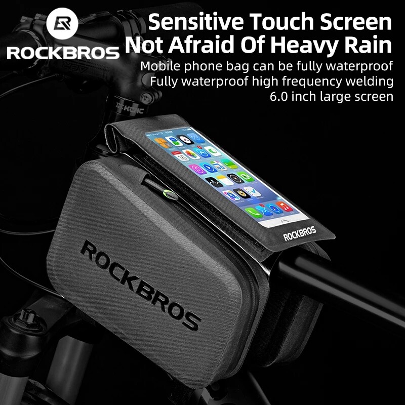 ROCKBROS Cycling Waterproof Bicycle Bike Bag Touch Screen MTB Top Tube Frame 6.0" Phone Bag Pannier Rainproof Bike Accessories