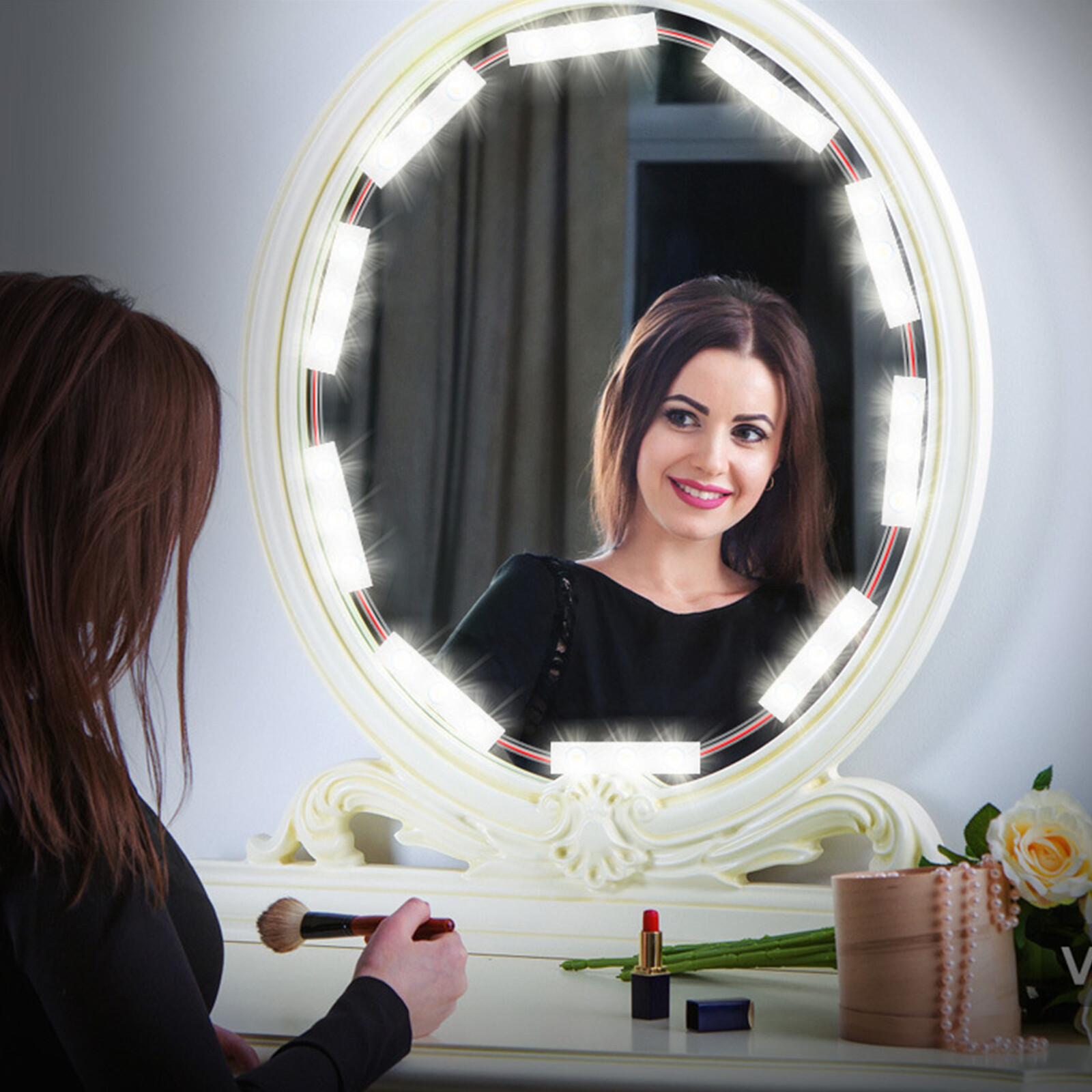 LED Makeup Mirror Lights 42LEDs Dimmable Touch Control Vanity Mirror Lights Bathroom Mirror Light with USB Cable LED Strip Lights Dressing Mirror