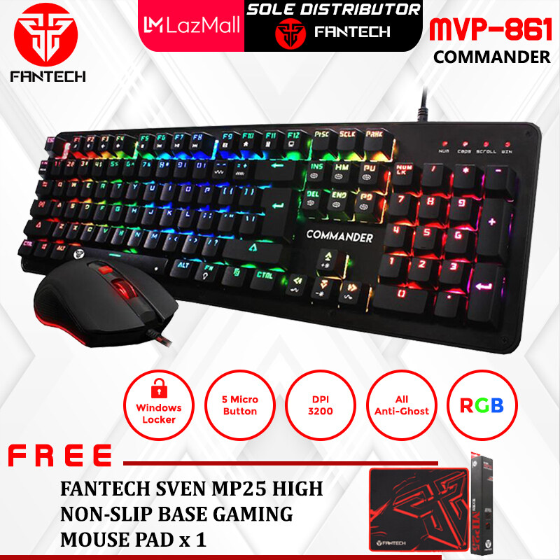 FANTECH (SP198) MVP-861 COMMANDER Macro RGB Mechanical Gaming Keyboard & Mouse Combo with 18 RGB Spectrum Mode Malaysia